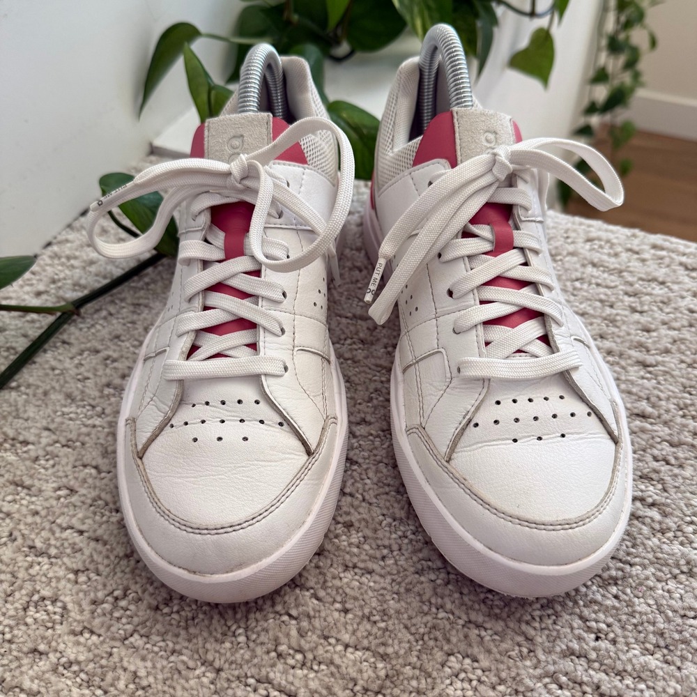 ON RUNNING THE‎ ROGER CLUBHOUSE SNEAKERS ROSEWOOD SAMPLE Women 7.5 LEATHER WHITE - Picture 6 of 12